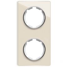 Plaque de finition Garda, en verre, vertical, 2 postes - beige