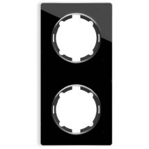 Plaque de finition Garda, en verre, vertical, 2 postes - noir