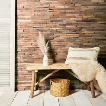Plaque de parement mur en bois murmure bangkirai chalet brut - CHA763 rustic industriel a coller 495x180 mm