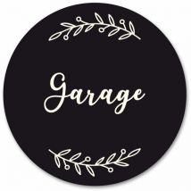 Plaque de Porte Autocollante pvc Gravé Noir Blanc Ronde.- - Garage