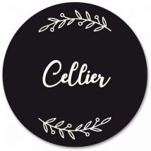 Plaque de Porte Autocollante pvc Gravé Noir Blanc Ronde.- - Cellier