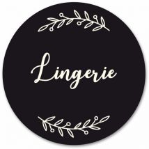 Plaque de Porte Autocollante pvc Gravé Noir Blanc Ronde.- - Lingerie