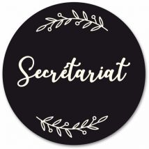 Plaque de Porte Autocollante pvc Gravé Noir Blanc Ronde.- - Secrétariat