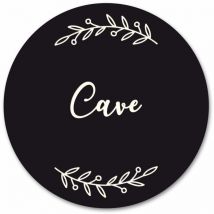 Plaque de Porte Autocollante pvc Gravé Noir Blanc Ronde.- - Cave