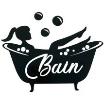 Plaque de Porte Bain.- Plexi noir -