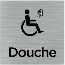 Pictogramme Douche .- Plaque aluminium brossé -