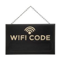 Plaque de Porte Déco 'Wifi Code' 35cm Noir