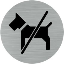 Signaletique.biz France - Pictogramme Interdit aux Chiens (Q0165).- Plaque aluminium brossé - Diamètre 76 mm