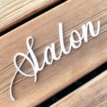 Plaque de Porte Maison Toilettes, Salon, Chambre, Buanderie, Bain, Cuisine- Blanc - Salon