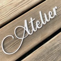 Plaque de Porte Maison Toilettes, Salon, Chambre, Buanderie, Bain, Cuisine- Blanc - Atelier