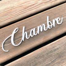 Plaque de Porte Maison Toilettes, Salon, Chambre, Buanderie, Bain, Cuisine- Blanc - Chambre