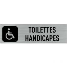 Signaletique.biz France - Pictogramme Toilettes Handicapés (Q0005).- Adhésif aspect aluminium brossé -