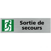 Pictogramme sortie de secours (Q0386).- Adhésif aspect aluminium brossé -