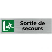 Pictogramme sortie de secours (Q0387).- Adhésif aspect aluminium brossé -