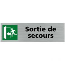 Pictogramme sortie de secours (Q0387).- Plaque aluminium brossé -