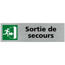 Pictogramme sortie de secours (Q0388).- Adhésif aspect aluminium brossé -
