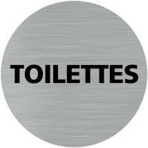 Pictogramme toilettes (Q0197).- Plaque aluminium brossé - Diamètre 83 mm