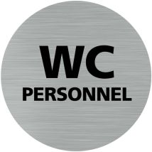 Signaletique.biz France - Pictogramme wc personnel (Q0181).- Adhésif aspect aluminium brossé - Diamètre 76 mm
