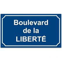 Plaque de rue en aluminium 1,5mm à visser avec lettrage en plexi . Signalétique Plaque de rue à visser. Plaque Bleu RAL 5010 / Texte Blanc . - Plaque