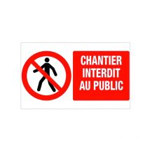 Plaque de signalisation polypropylène 330 x 200 mm Chantier Interdit au Public Vinmer