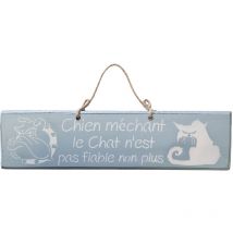 Plaque décorative en bois - Chien méchant - bleu poudre