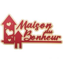 Plaque décorative Maison du Bonheur rouge et crème