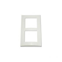 Plaque double blanche 2 postes verticale entraxe 57mm bord biseauté pour appareilllage mural Alternative Elec AE51004