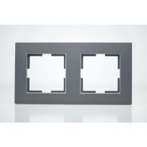 Plaque de finition plastique fumé 2 postes 81x155x10mm