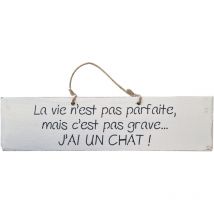 Qualiart - Plaque en bois blanc - J'ai un chat