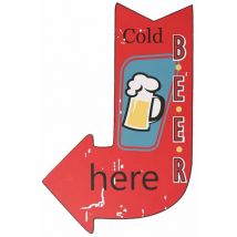 Plaque en bois rouge Cold Beer Here