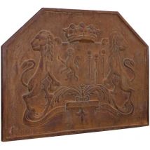 Plaque en fonte Fronton avec emblème pour cheminée Panneau de cheminée Pare-étincelles Grille de protection Sauve sols et murs