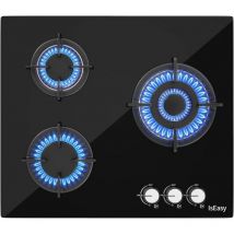 Plaque Gaz 3 Feux, Plaque de Cuisson à Gaz, Plaque à Gaz Avec 3 Foyers à Gaz, Cuisinière Encastrable, Gaz Naturel/Propane (3 Brûleurs)