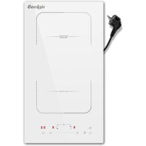 Plaque Induction 2 Feux 3500w – Verre Céramique Blanc – Zones Combinées 3000w – Minuterie 99 Minutes – 220v 16a - 16a-fiche