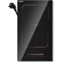 Karinear - Plaque Induction 2 Feux Plaque de Cuisson à Induction 2 Foyers, Table de Cuisson électrique Encastrable avec Prise, 3500 w, Verre Noir
