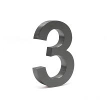 Xpotool - Wiltec Plaque Numéro Maison Chiffre '3' 3D, 130 x 30 x 200 mm, Gris anthracite, Acier galvanisé, Résistant aux intempéries, Matériel