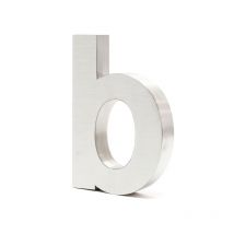 Wiltec Plaque Numéro Maison Lettre "b" 3D, 128 x 30 x 200 mm, Acier inoxydable, Résistant aux intempéries, Matériel fixation inclus