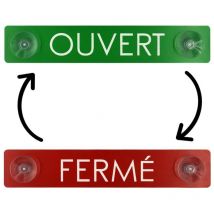Plaque Ouvert / Fermé recto verso en PVC à ventouses pour fixation vitrine