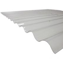 Plaque pvc ondulée (po 76/18 - petites ondes) - Coloris - Transparent, Largeur totale de la plaque - 90cm, Longueur totale de la plaque - 1.52m