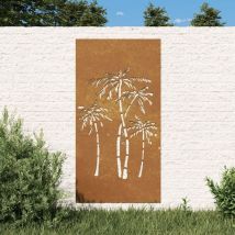 Plaque Tableau Décoration Murale Jardin : Palmier. En Corten