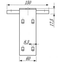 ROB - Plaque verticale pour porte coulissante sur profil tubulaire série 130.000