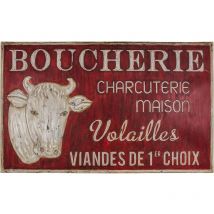 Antic Line Créations - Grande plaque vintage en fer 122,5 x 74 cm Boucherie charcuterie