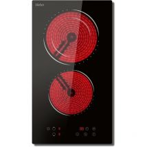 Hobsir - Plaque Vitrocéramique 2 Feux Plaque Cuisson Vitrocéramique, 29cm Encastrable, Domino Plaque de Cuisson électrique, 3200W, Pas de Prise,