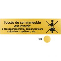Novap - Plaque de porte L'accès de cet imeuble est interdit aux représentants - Classique or 170x45mm - 4490755