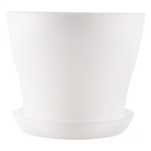 Tlily - Plastic Plant Flower Pot Planter With Saucer Tray Round Gloss Home Garden Decor, White Upper -, 14cm / 5.51'