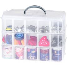 Boite de rangement en Plastique, Boite de Rangement Transparente, 3 Niveaux Superposables en Plastique,Boîte de Rangement Diviseur Réglable, Boite en