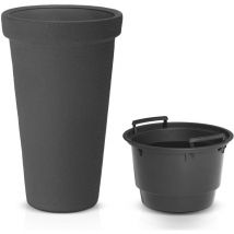 Led Leds - casaria Pot de fleurs xxl 42L Bac à plantes 63x40cm rond résistant à l'hiver jardin terrasse Cache-pot Bac à fleurs Anthracite