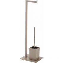 Feridras - Porte-rouleau et porte-brosse de toilette de couleur gris tourterelle 810009 Tortora