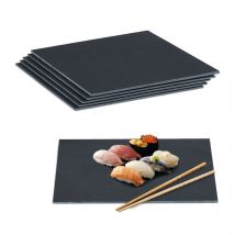 Relaxdays - Plat de service, lot 6, pour servir votre fromage et desserts, à personnaliser, 40x30 cm, anthracite
