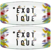 Plat en verre déco Exotique 19 cm (Lot de 2)