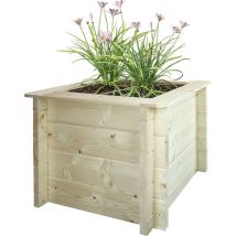 Plate-bande surélevée en bois - 58x58xH46 cm – Jardinières en bois pour fleurs, herbes aromatiques, légumes- bois massif pin/épicéa 28 mm Timbela M617